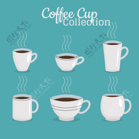 6款白色咖啡杯插画元素