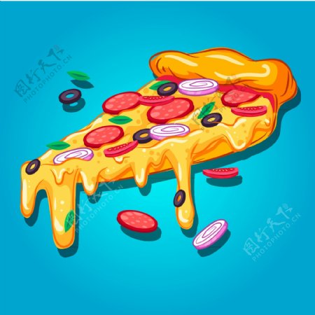 美味的披萨插画