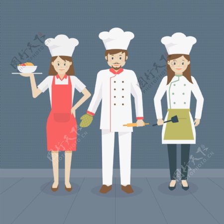 卡通时尚厨师人物插画
