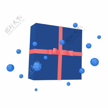 电商装饰深蓝色礼盒C4D可商用元素