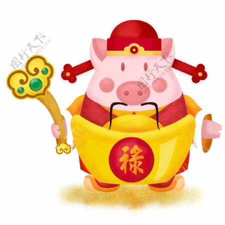 2019猪年春节新年喜庆原创手绘福禄寿星