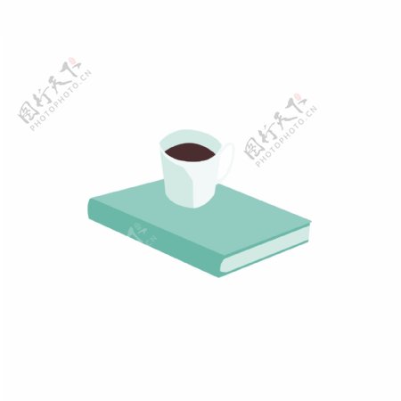 卡通清新放在书上的咖啡可商用元素