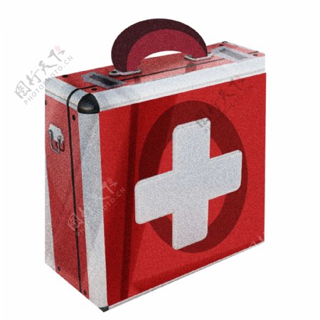 手绘一个红色的急救箱可商用元素