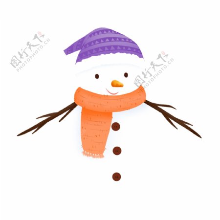微笑的雪人冬季卡通设计可商用元素