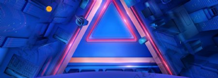 几何科技三角蓝色背景