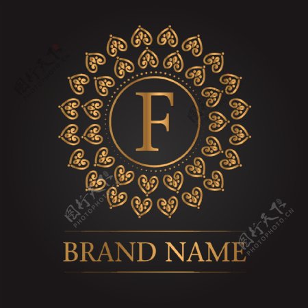 字母奢华黄金logo模板3