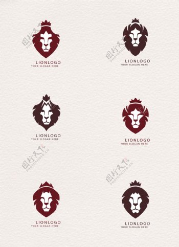 6组扁平化狮子企业形象logo设计