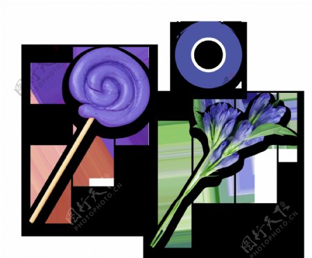 紫色浪漫花朵装饰素材