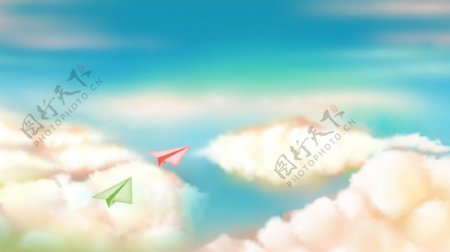 梦境云端纸飞机背景