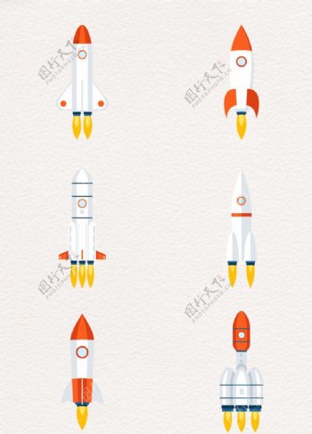 精巧飞天火箭卡通设计