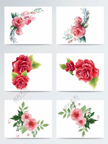 唯美手绘水彩蔷薇花素材