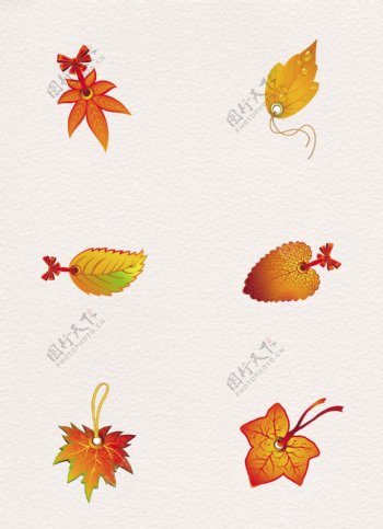 创意手绘秋季树叶吊牌设计