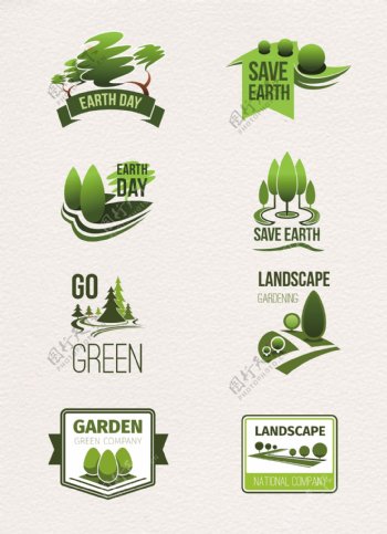 8款绿色环保生活矢量标签设计