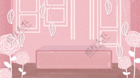 小清新粉色婚礼背景设计
