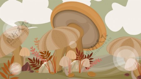 手绘蘑菇背景设计