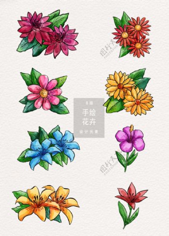 水彩手绘花卉插画