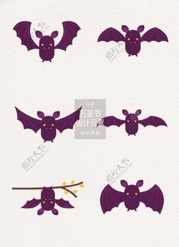 万圣节蝙蝠装饰图案设计元素