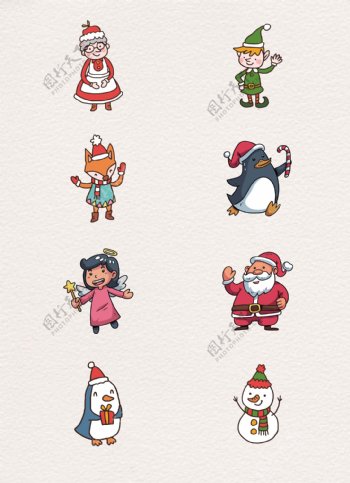 可爱8组圣诞节角色卡通设计
