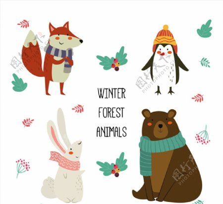 4款可爱冬季围巾动物