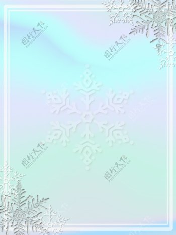 浪漫蓝白色系冬季雪景海报背景素材