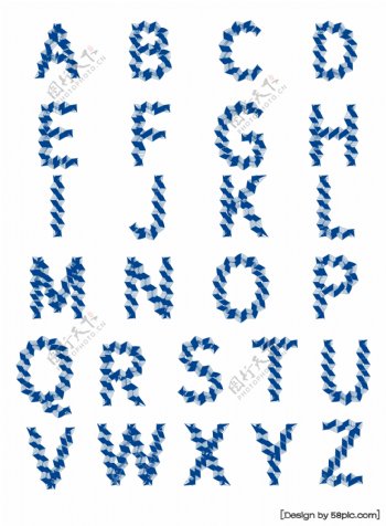 英文二十六字母几何字体素材套图
