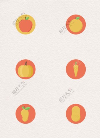 6款可爱蔬果图标矢量设计