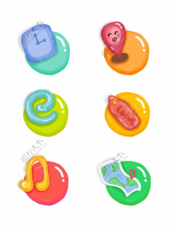 手绘可爱糖果色手机图标icon素材