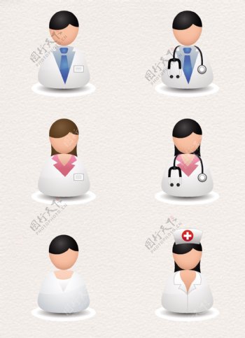 6款简约立体医生护士图标设计