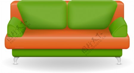 卡通绿色双人沙发矢量元素