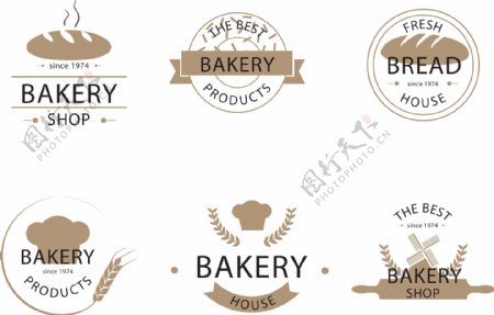 灰色简约的面包店标志素材