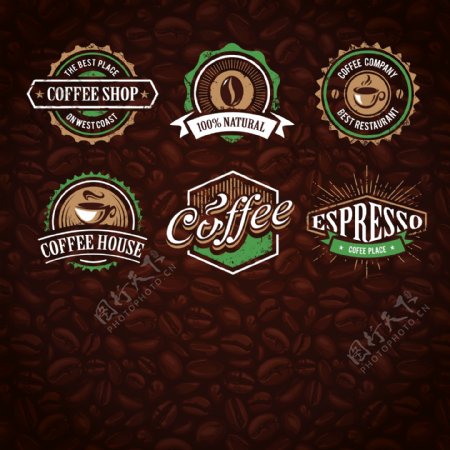 绿色主题咖啡标志素材