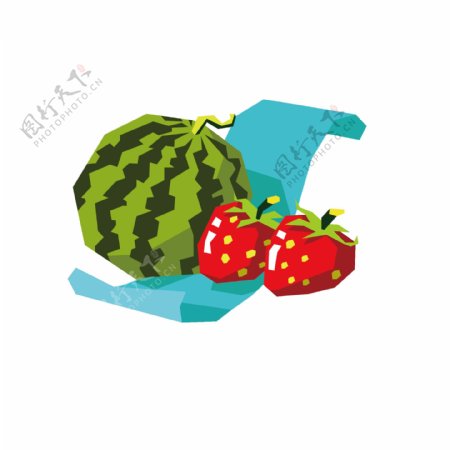 西瓜草莓几何可商用元素