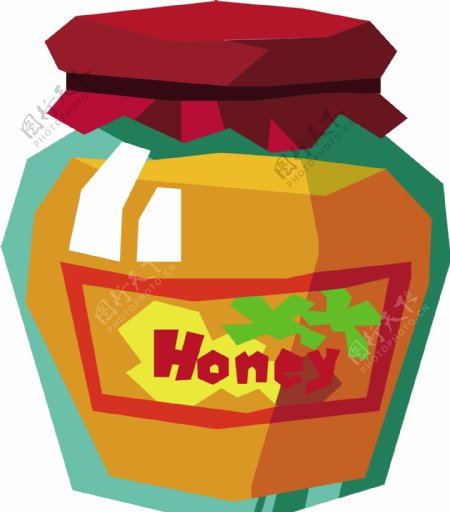 卡通几何蜂蜜罐头图标可商用元素