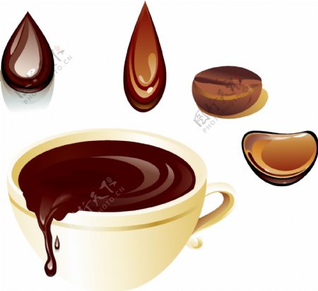 黑色咖啡豆咖啡元素