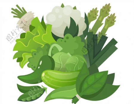 卡通绿色蔬菜元素