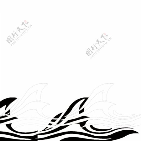 黑白简约传统海浪背景纹饰