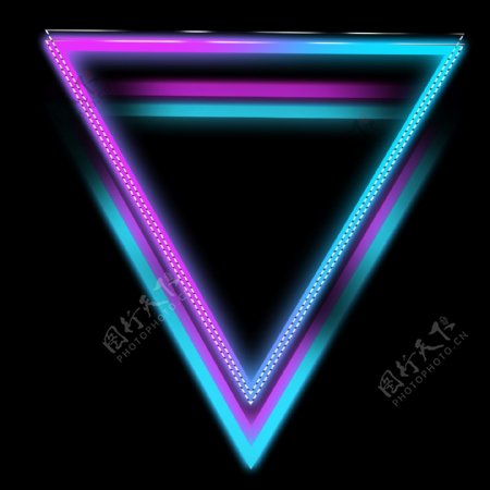 三角形霓虹灯彩色发光边框