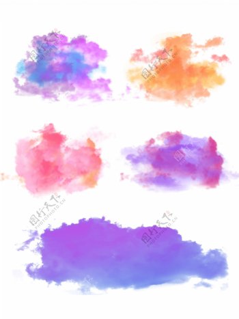 彩色彩墨云彩云雾透明分层素材装饰