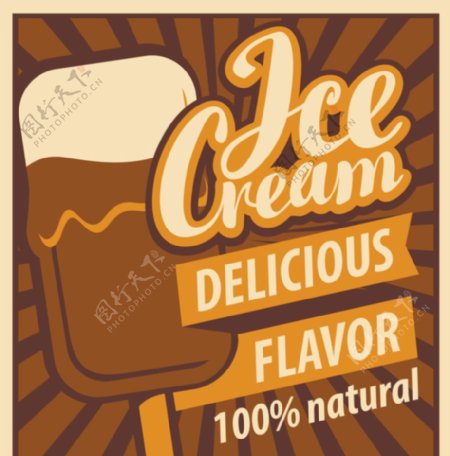 复古冰淇淋甜筒冰棒海报