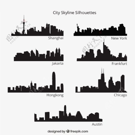 时尚城市剪影矢量图
