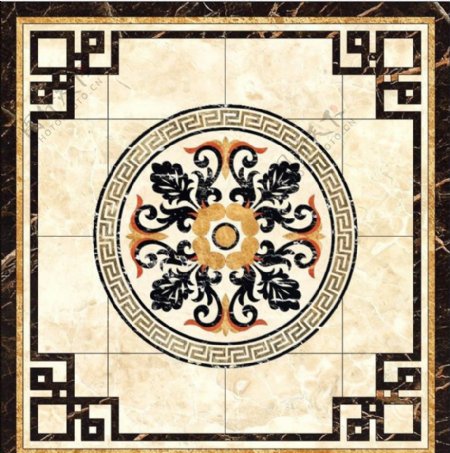 中式瓷砖大理石拼花