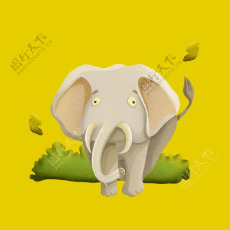可爱动物园手绘插画卡通大象可商用元素