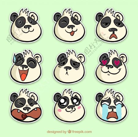 9款创意熊猫表情贴纸
