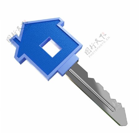 蓝色房锁形钥匙