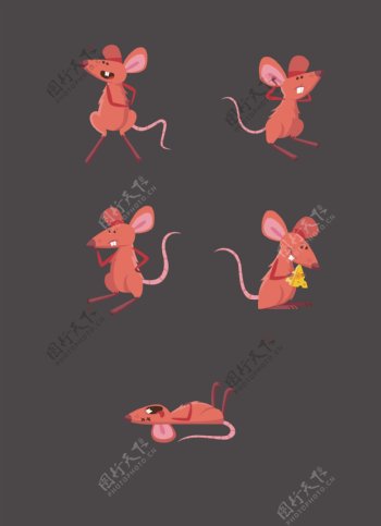 粉色的小老鼠插画
