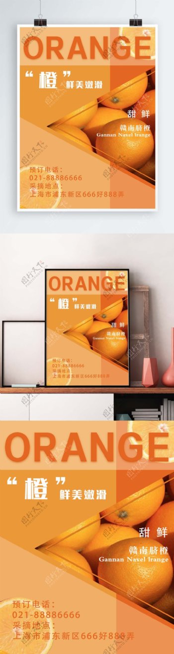 赣南脐橙水果促销海报