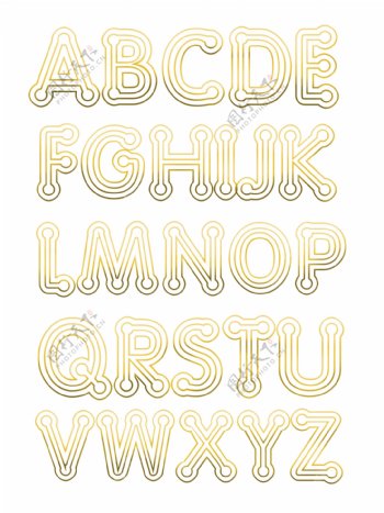 手绘金色创意英文字母合集