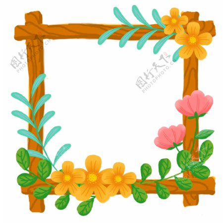 小清新手绘植物花朵花卉枝条边框装饰图案