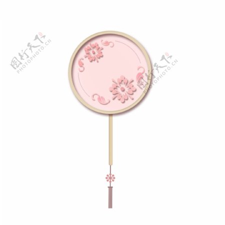 中国风古风粉色团扇素材