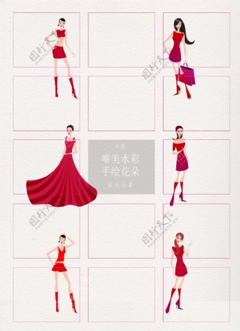 时尚红裙子服装设计